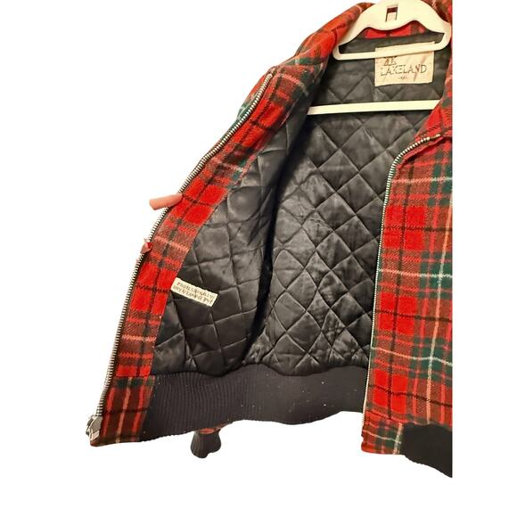 Huckberry Vintage L Plaid 100% Wool Bomber Jacket $350 Quilted Coat Red 44 - Picture 9 of 10